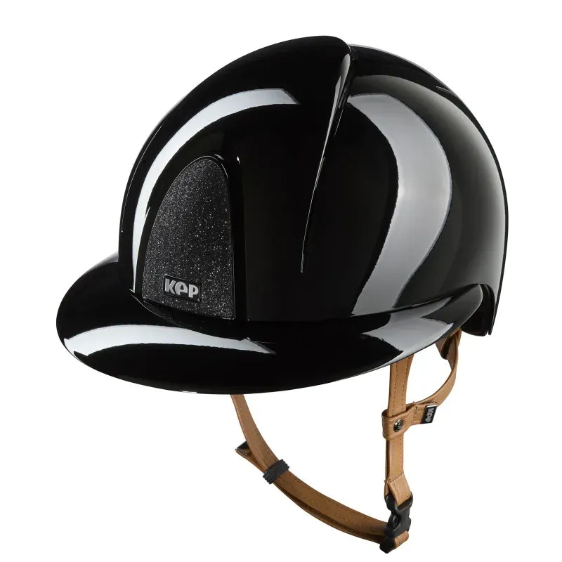 Kep Smart Nova Metal Polish Black Star Beige Strap Riding Helmet