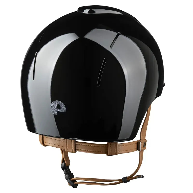 Kep Smart Nova Metal Polish Black Star Silver Beige Strap Riding Helmet