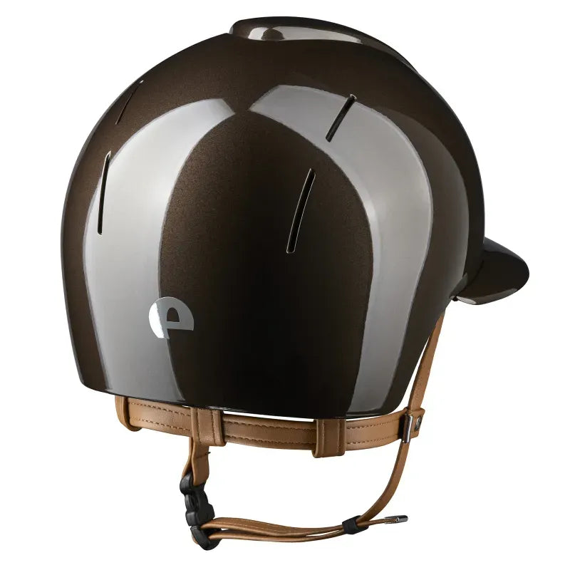 Kep Smart Nova Metal Polish Brown Beige Strap Riding Helmet