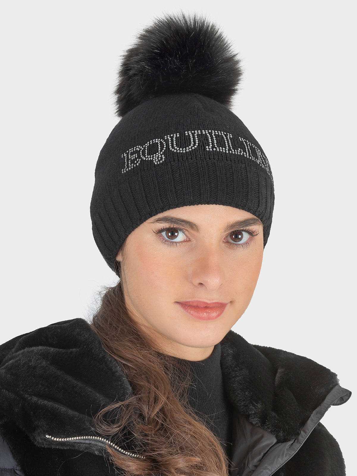 Equiline Black Stud Logo Beanie