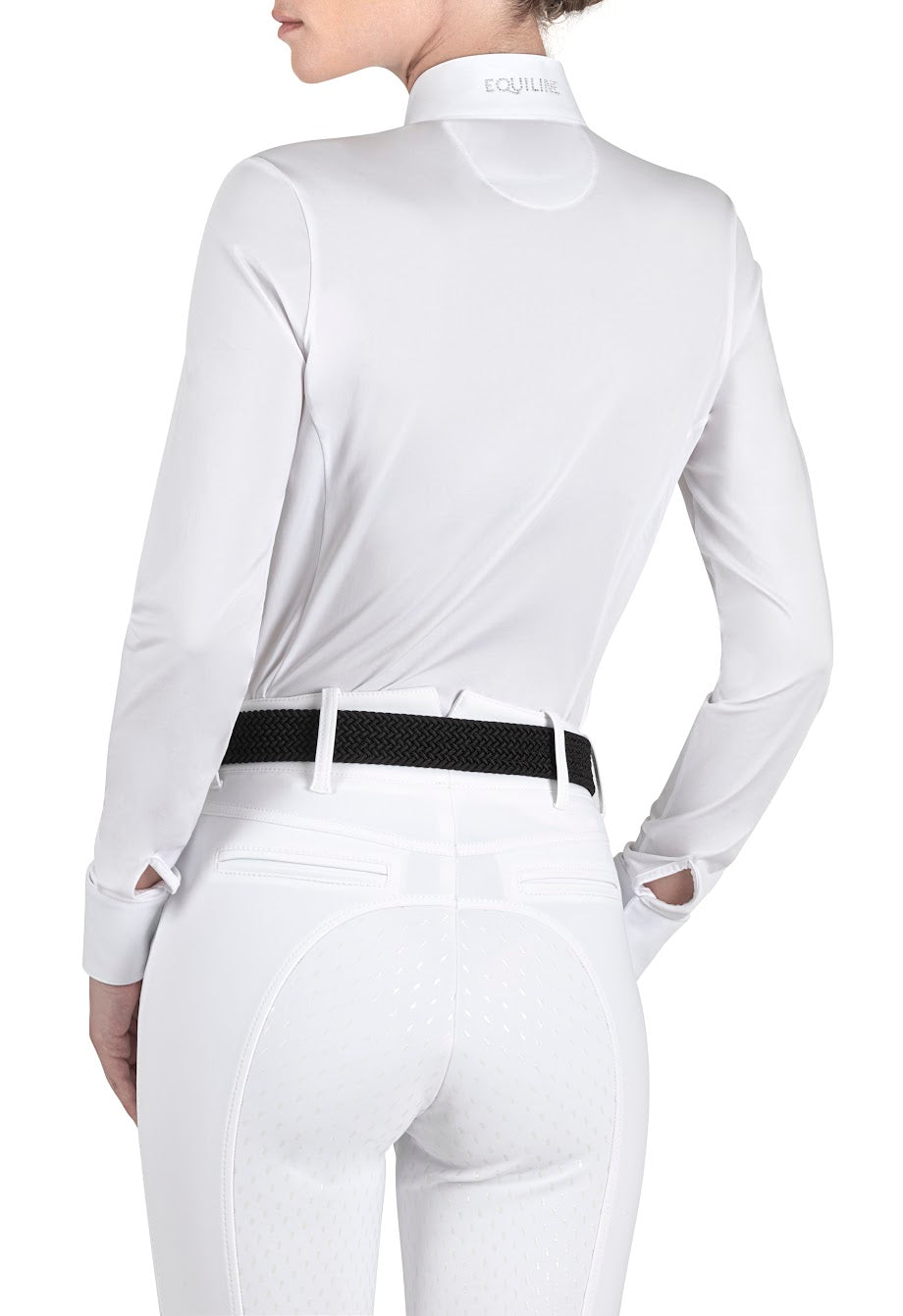 The Ladies Equiline Gollyg Stud Pleated L/S White Show Shirt