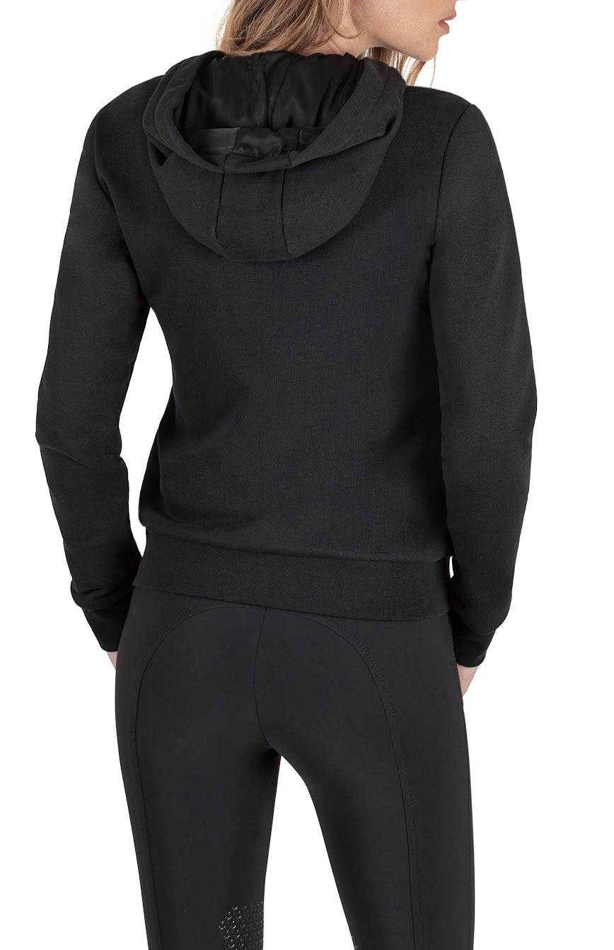 The Equiline ladies full zip con Black cappuccio Stud Hoody