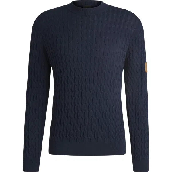 Boss Equestrian Jason Cable Knit Jumper Sky Captain