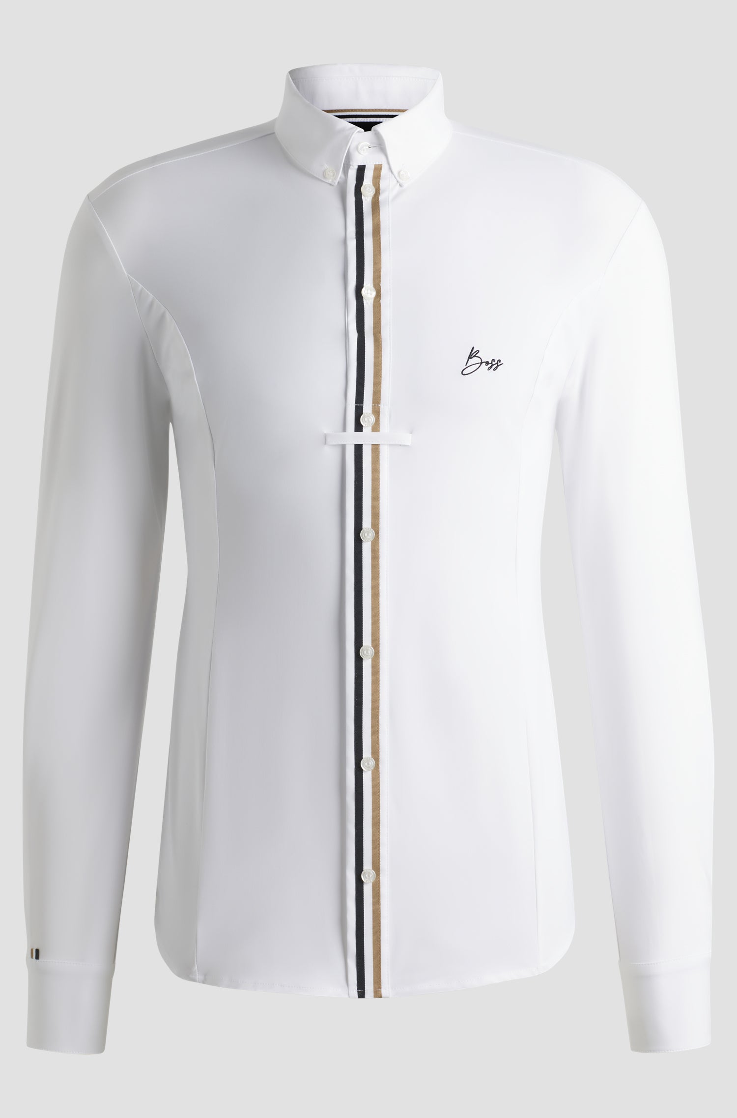 Boss Equestrian men’s Norman Signature long sleeve Competition Shirt White