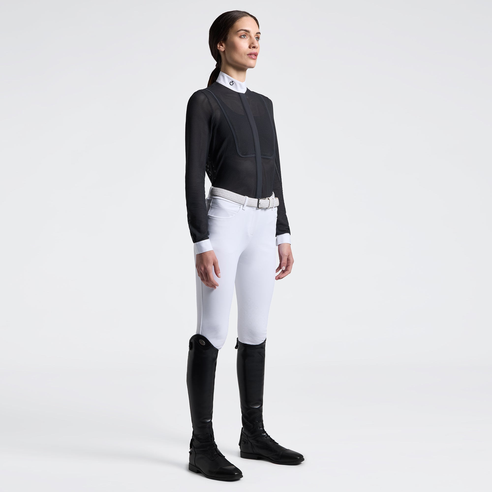 Elevate your competition wardrobe with this sophisticated Cavalleria Toscana long-sleeve Show shirt, designed for the discerning rider.