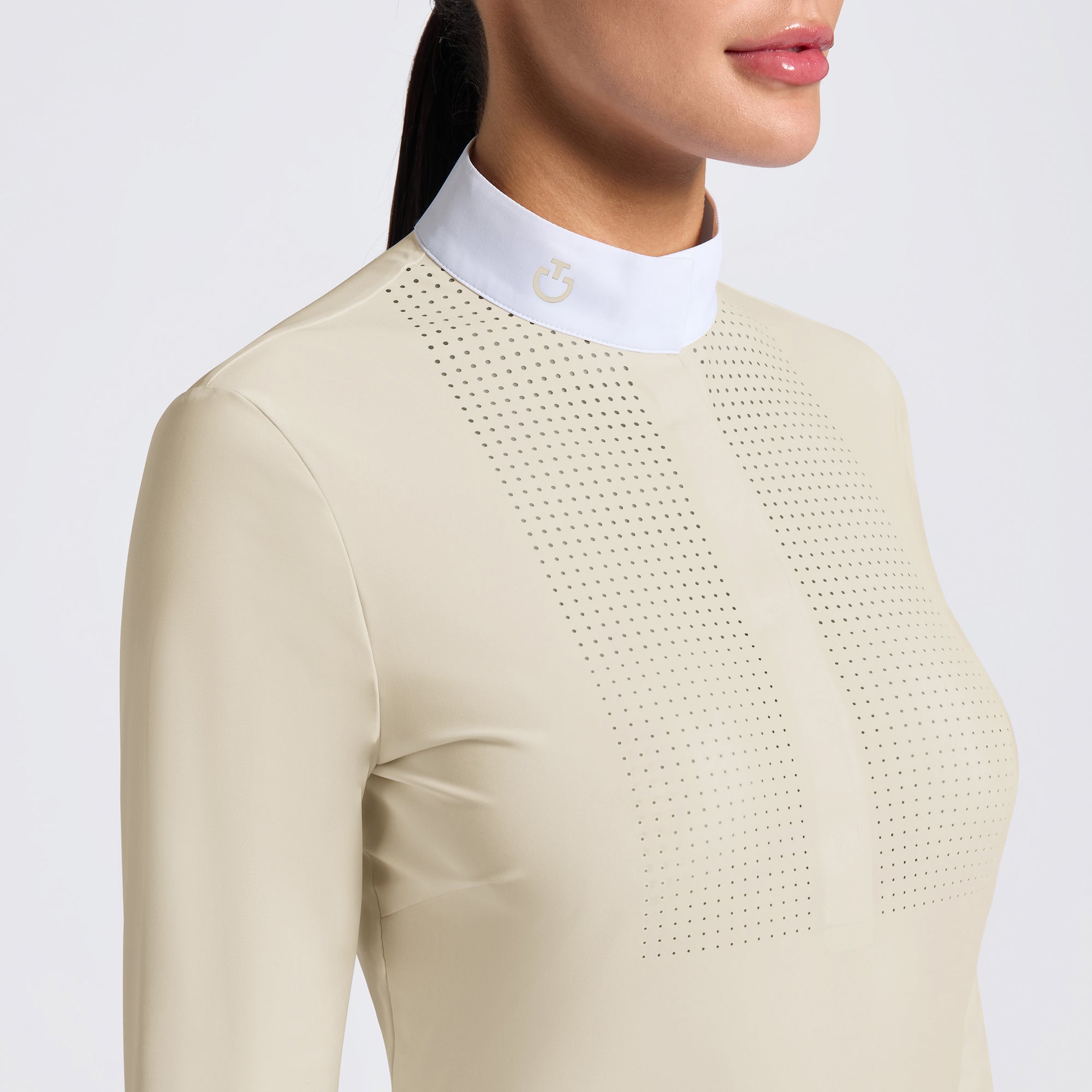 Cavalleria Toscana buttermilk women’s Heat Sealed Perforated Bib Long Sleeve Competition Shirt