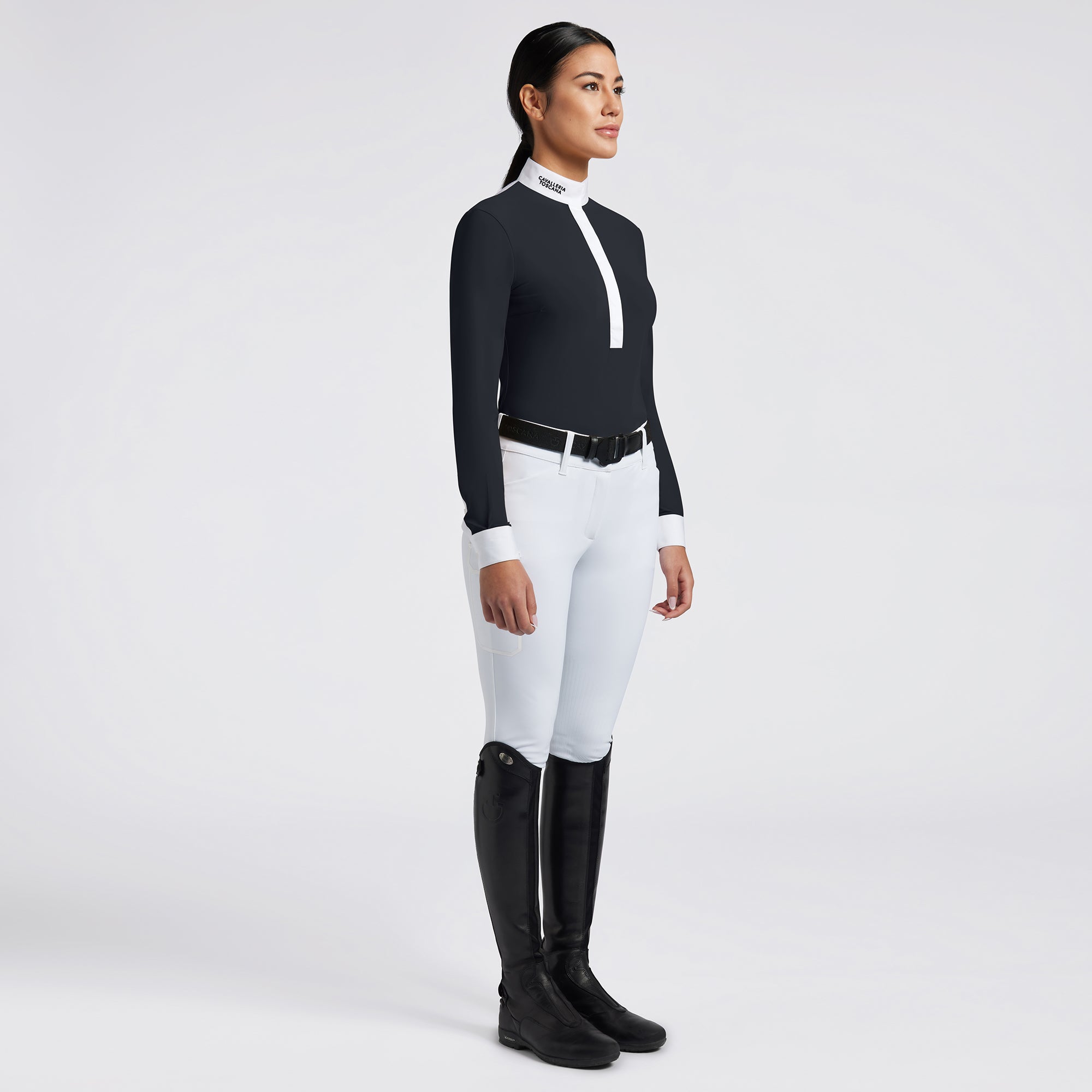 Cavalleria Toscana Jersey Long Sleeve Competition Shirt with Sheer Back Bib