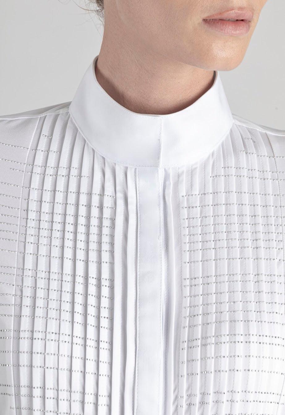 The Ladies Equiline Gollyg Stud Pleated L/S White Show Shirt