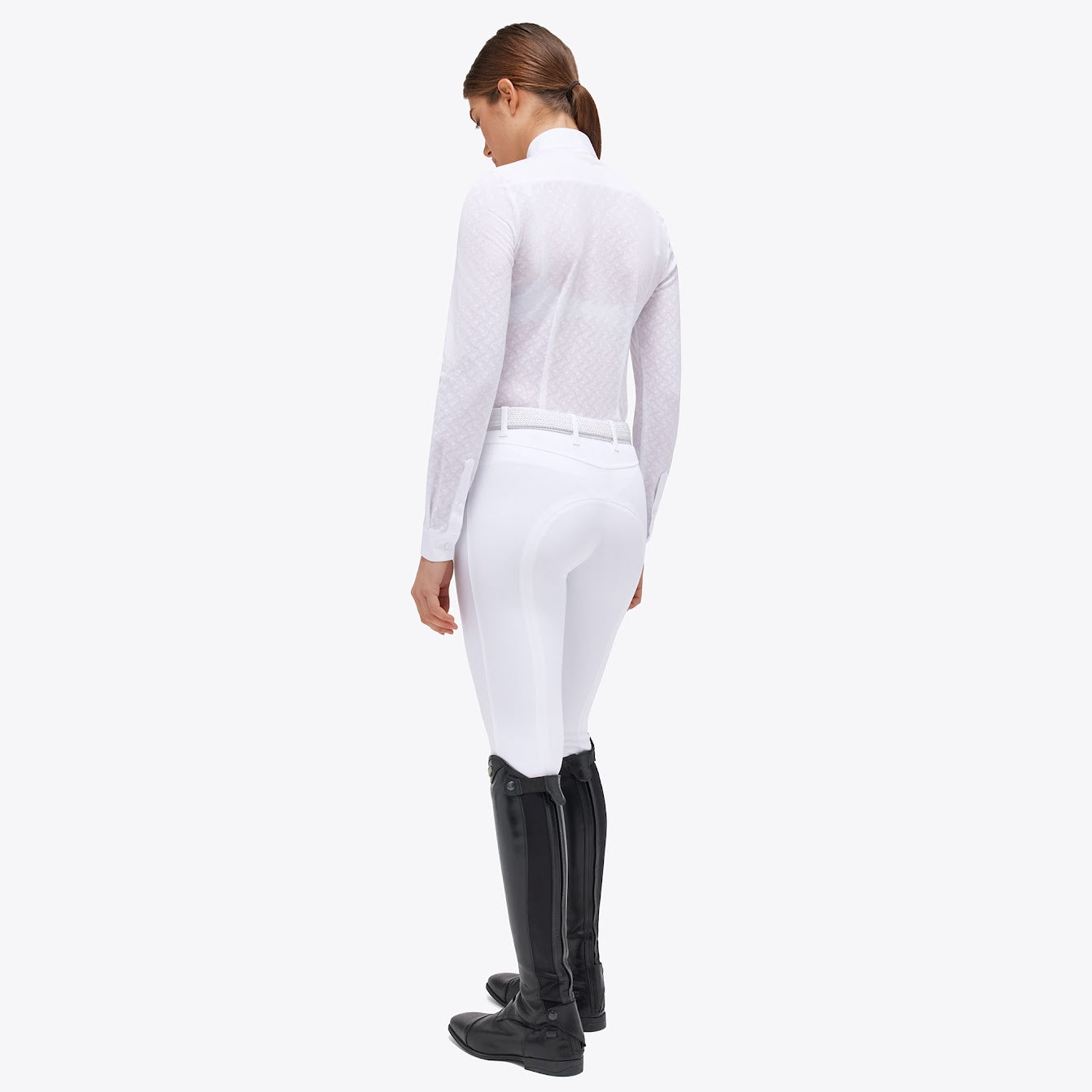 Cavalleria Toscana White Sheer Jacquard Jersey Competition Shirt