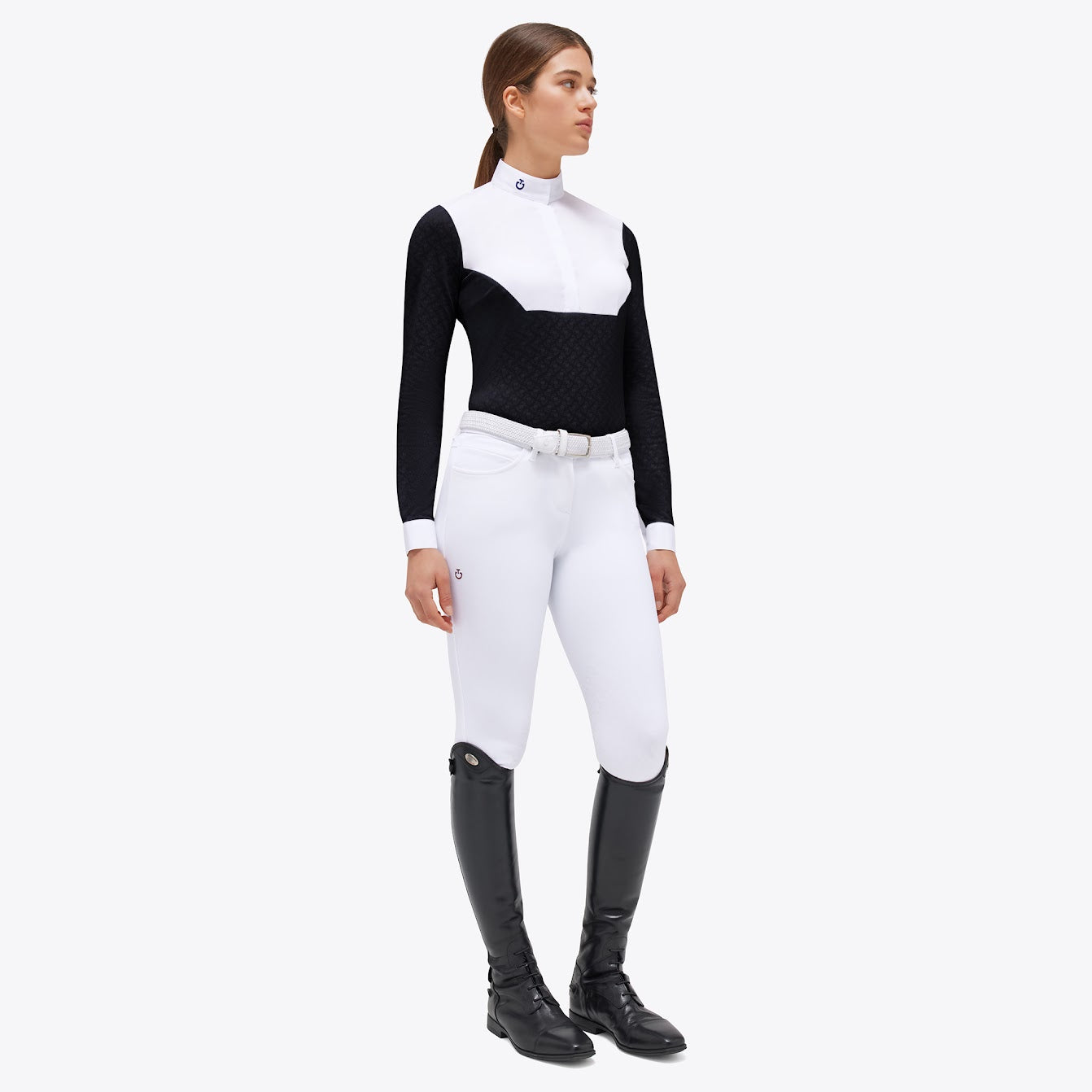 Cavalleria Toscana Black Sheer Jacquard Jersey Competition Shirt