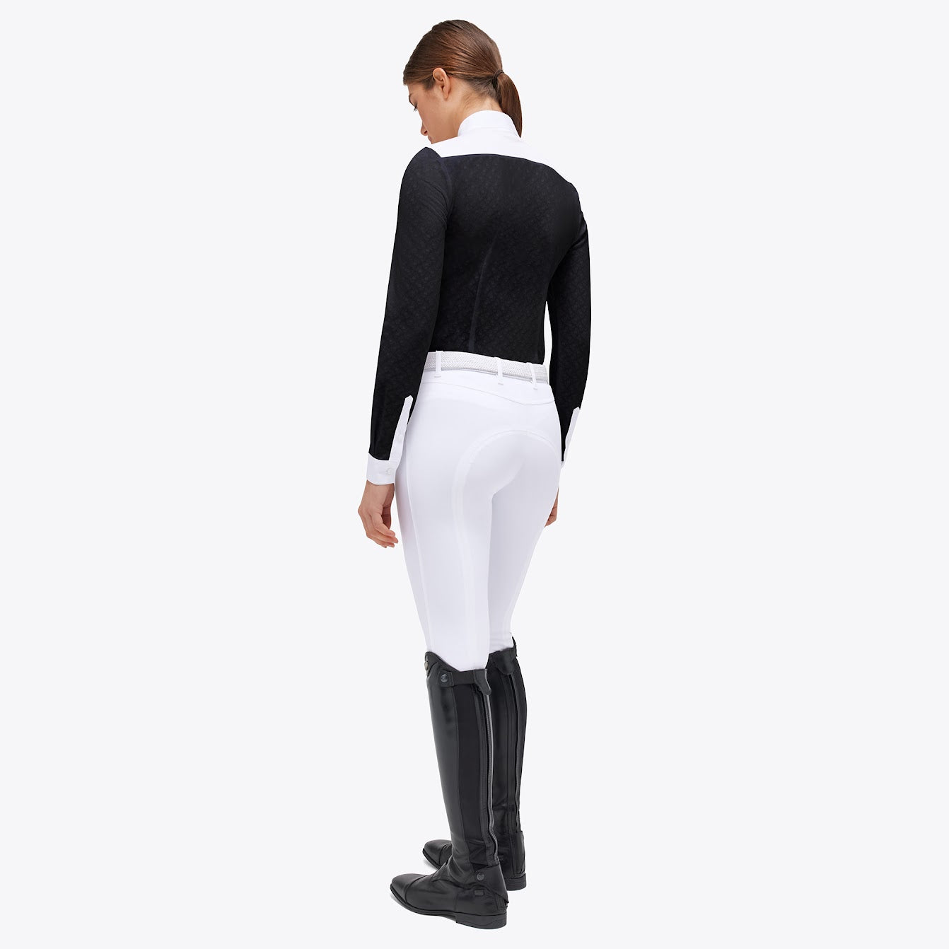 Cavalleria Toscana Black Sheer Jacquard Jersey Competition Shirt