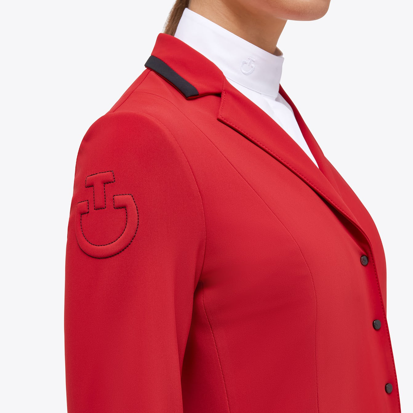 Cavalleria Toscana womens red Jersey competition Jacket with insert Collar