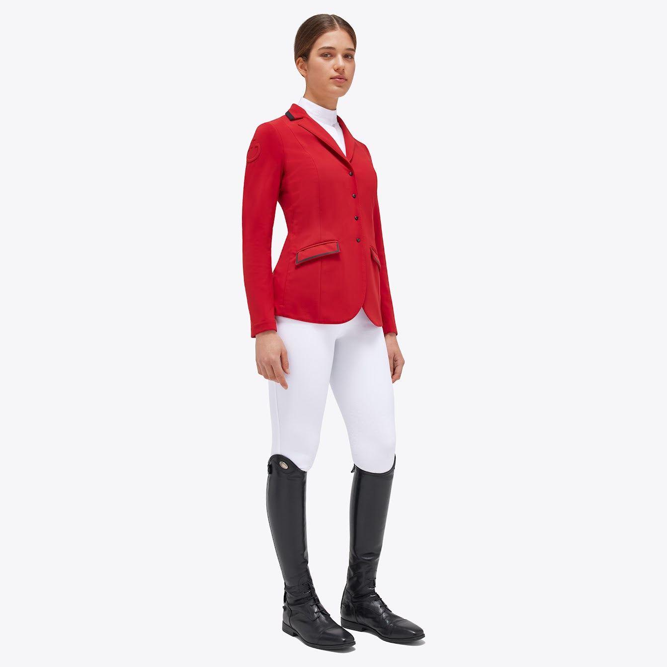 Cavalleria Toscana womens red Jersey competition Jacket with insert Collar