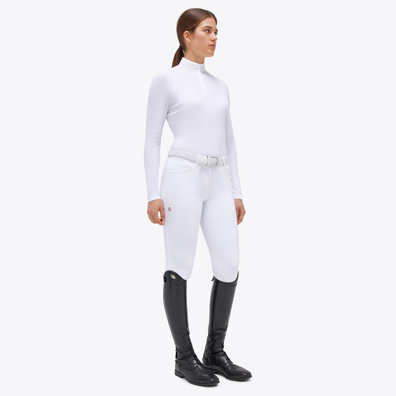 Cavalleria Toscana women’s white Jersey Mesh Long Sleeve Show Shirt