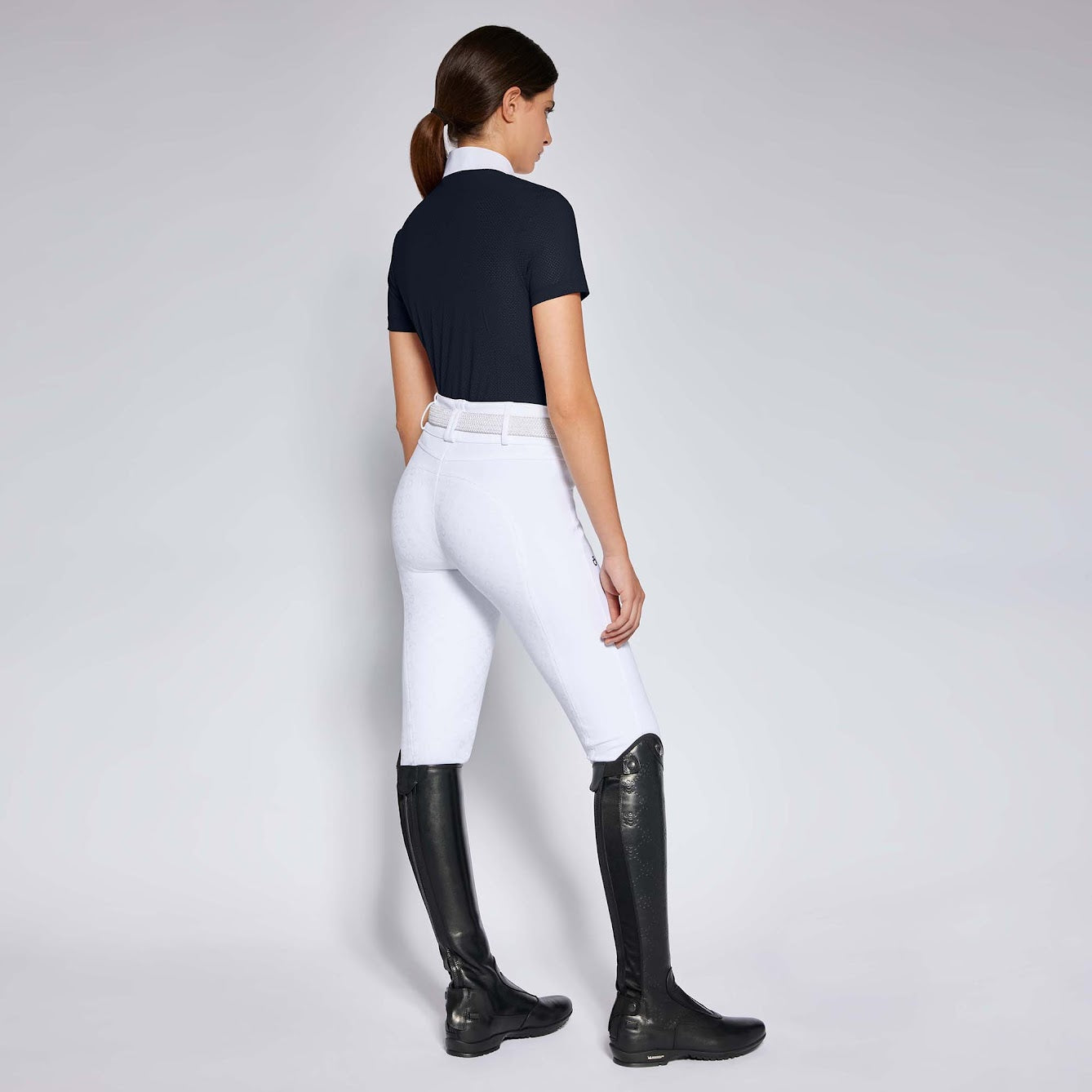 Cavalleria Toscana Navy Perforated S/S Pleated Competition Shirt