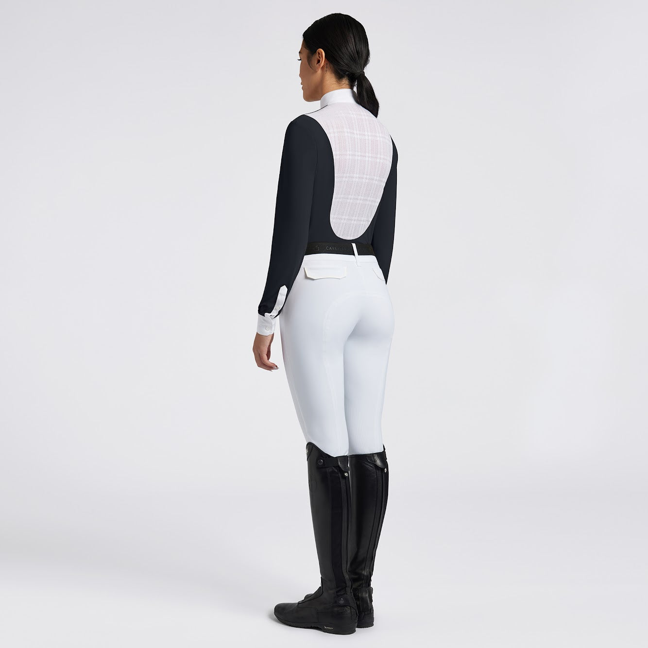 Cavalleria Toscana Navy Sheer back Insert L/S Competition Shirt