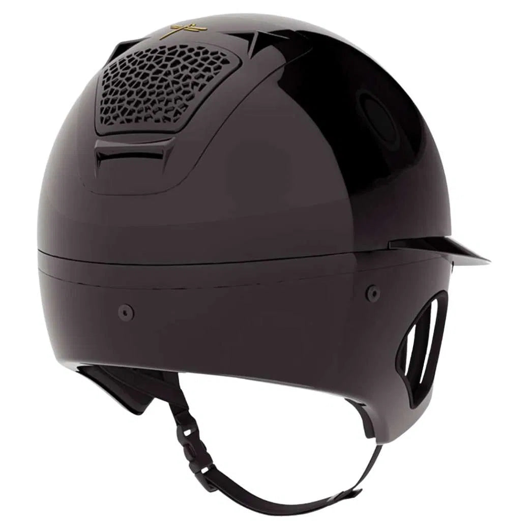 FreeJump Veronoi Black Gloss Riding Hat with Temple Protection
