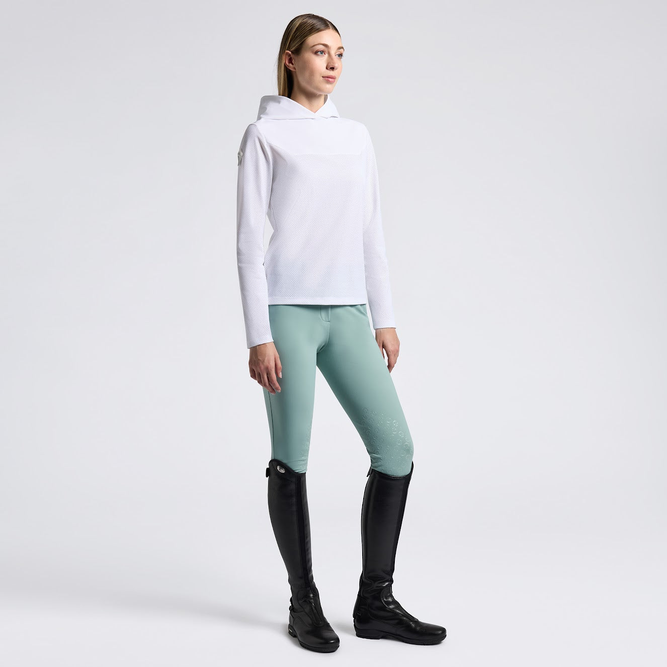 Cavalleria Toscana White Hooded Technical Perforated Sweatshirt