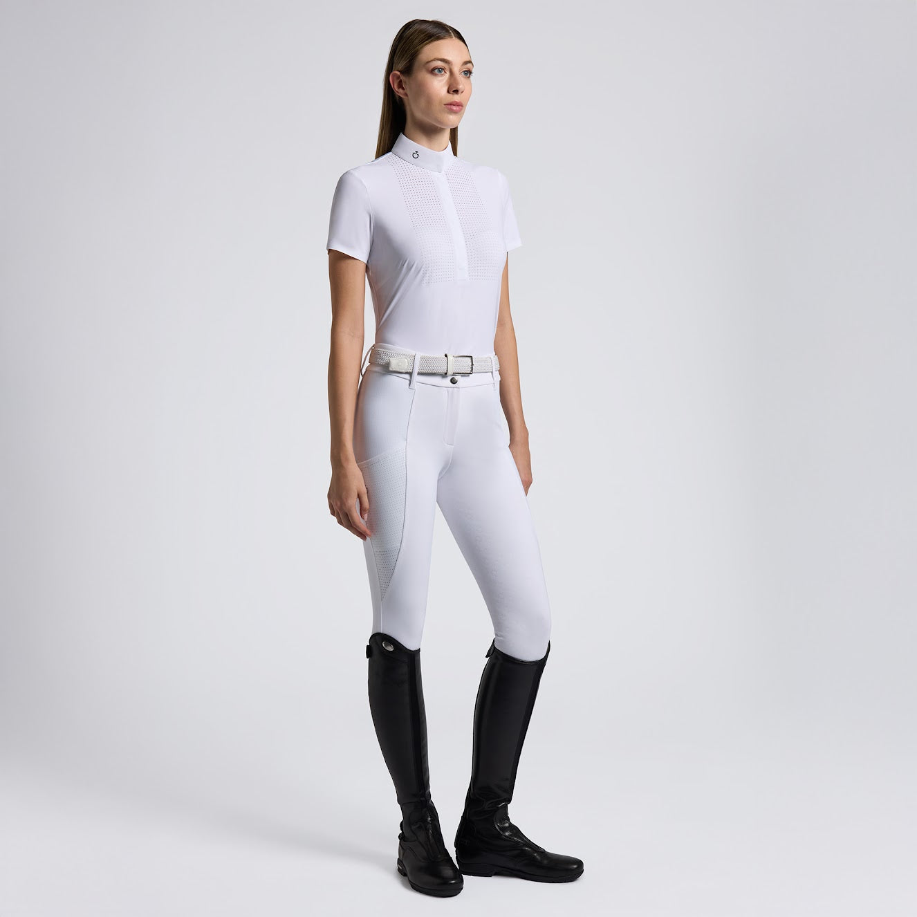 Cavalleria Toscana White Heat Sealed Bib Perforated Short Sleeve Competition Shirt