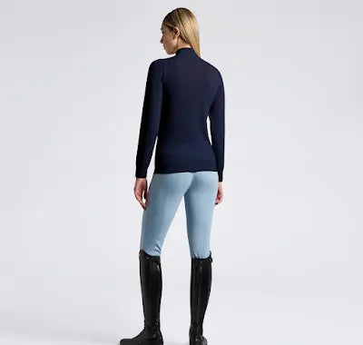 Cavalleria Toscana women’s Navy Merino Tuffted Logo Zip Jumper at ig equine boutique