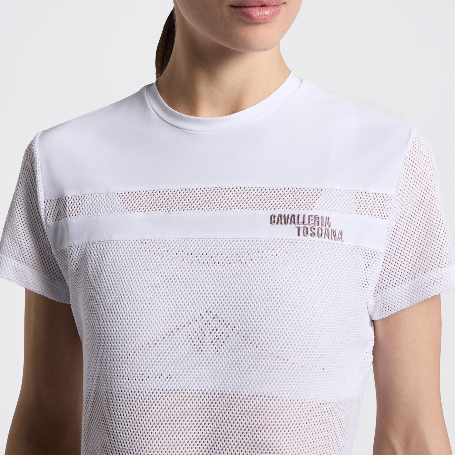 Cavalleria Toscana Perforated Insert T Shirt - White