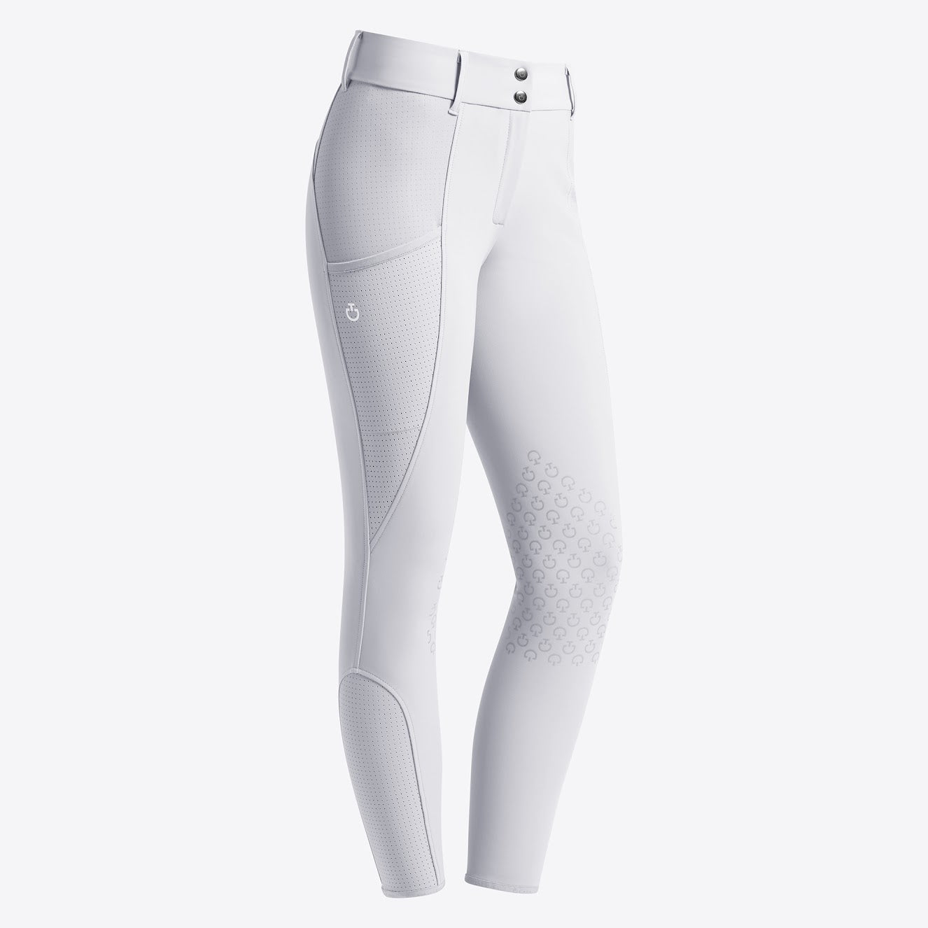 Cavalleria Toscana White Perforated Phone Pocket American Breeches At og equine boutique