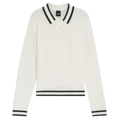 Boss Equestrian Womens Pam Strick long sleeve Knitted polo - Soft Cream