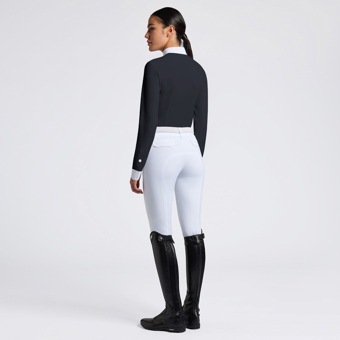 Cavalleria Toscana Navy Heat Sealed Perforated Bib Long Sleeve Competition Shirt