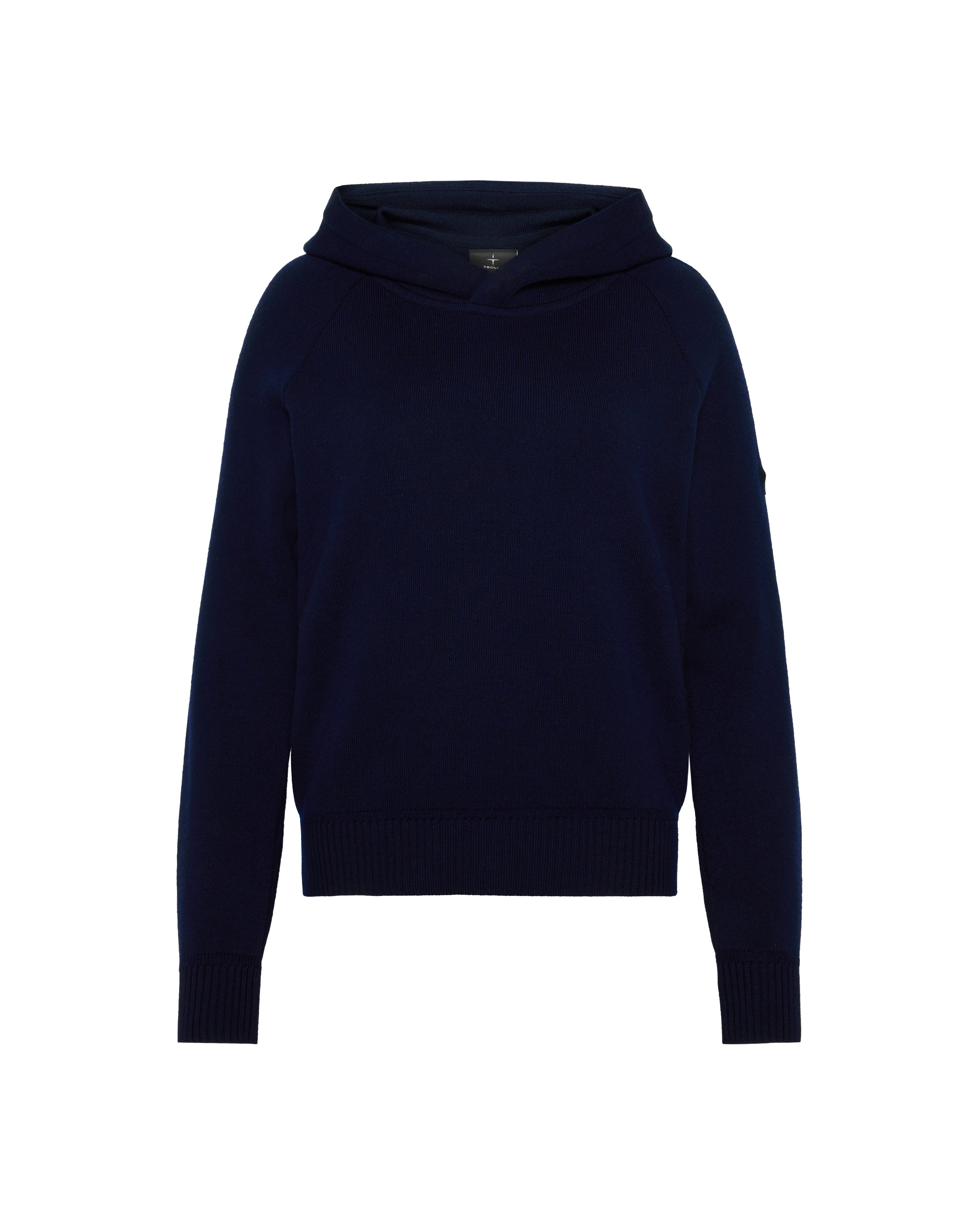Trolle Navy Loose womens Fit Fine Merino Hooded Jumper