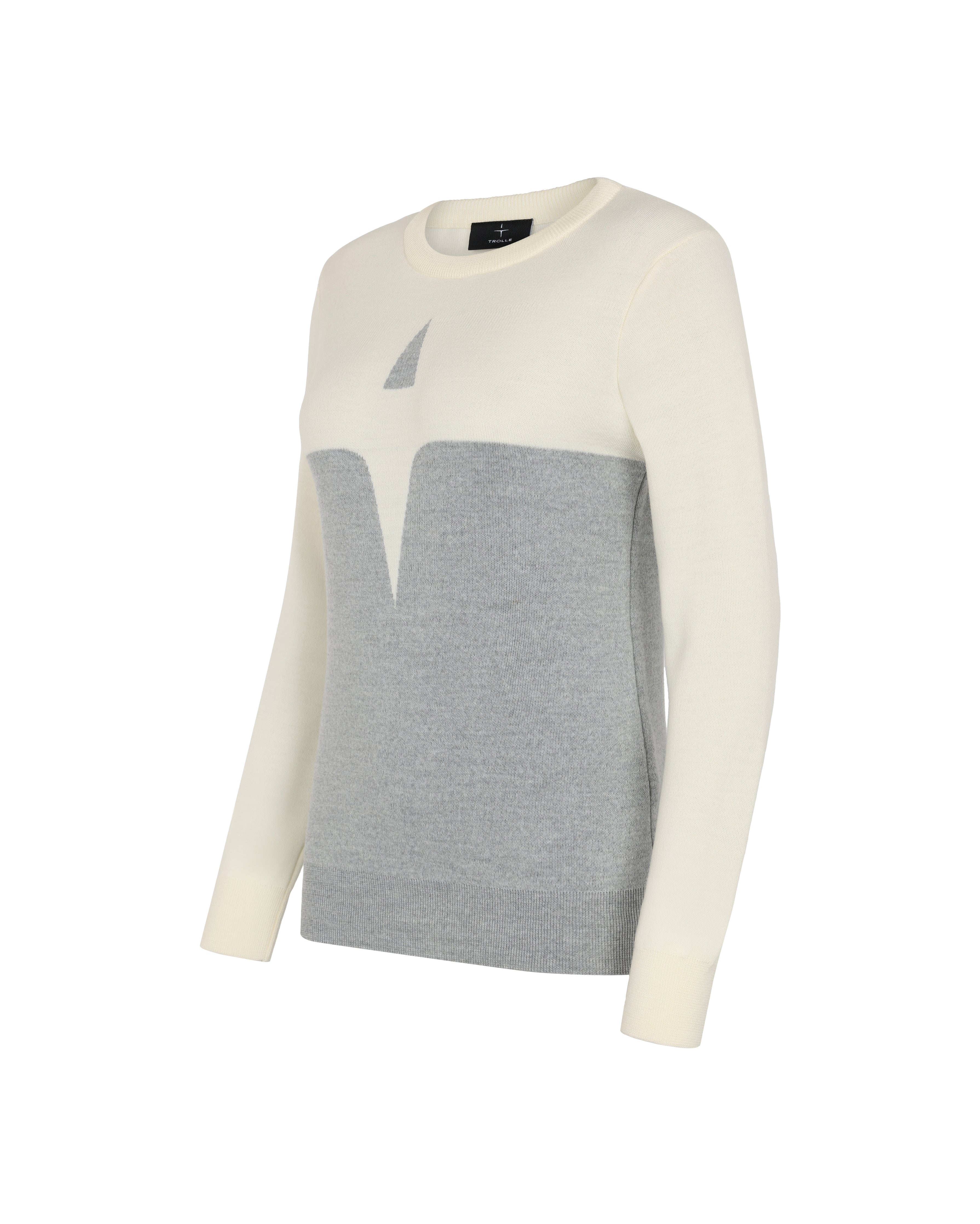 Trolle Cream and Grey Extra Fine Merino Star Logo Jumper