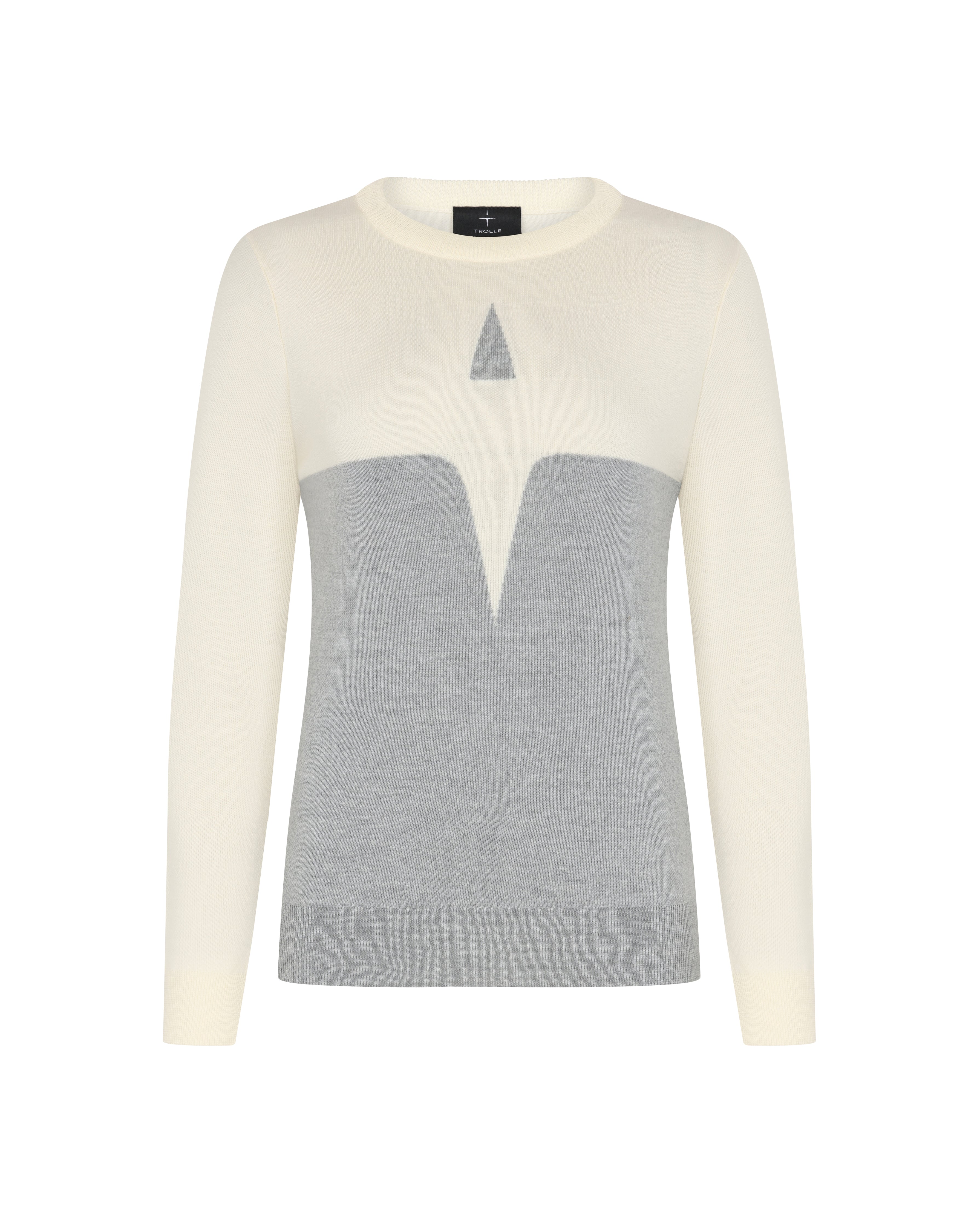 Trolle Cream and Grey Extra Fine Merino Star Logo Jumper