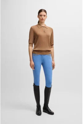 Boss Equestrian Corey Camel Ribbed polo women’s short sleeve Jumper