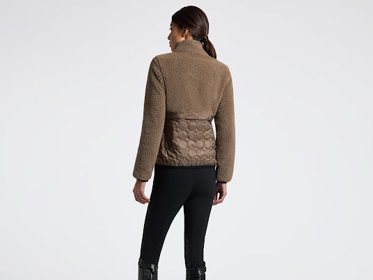 Women’s camel Cavalleria Toscana Teddy Bear Fleece + Nylon Zip Up Jacket