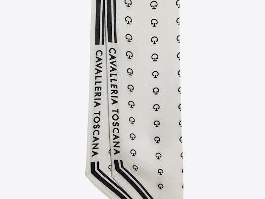 Cavalleria Toscana Jacquard Logo Silk Foulard White