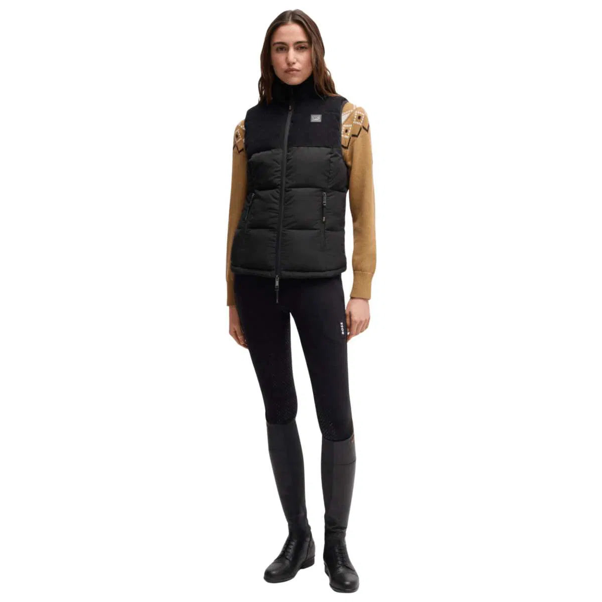 Boss equestrian Viola Cord Puffer Vest Black