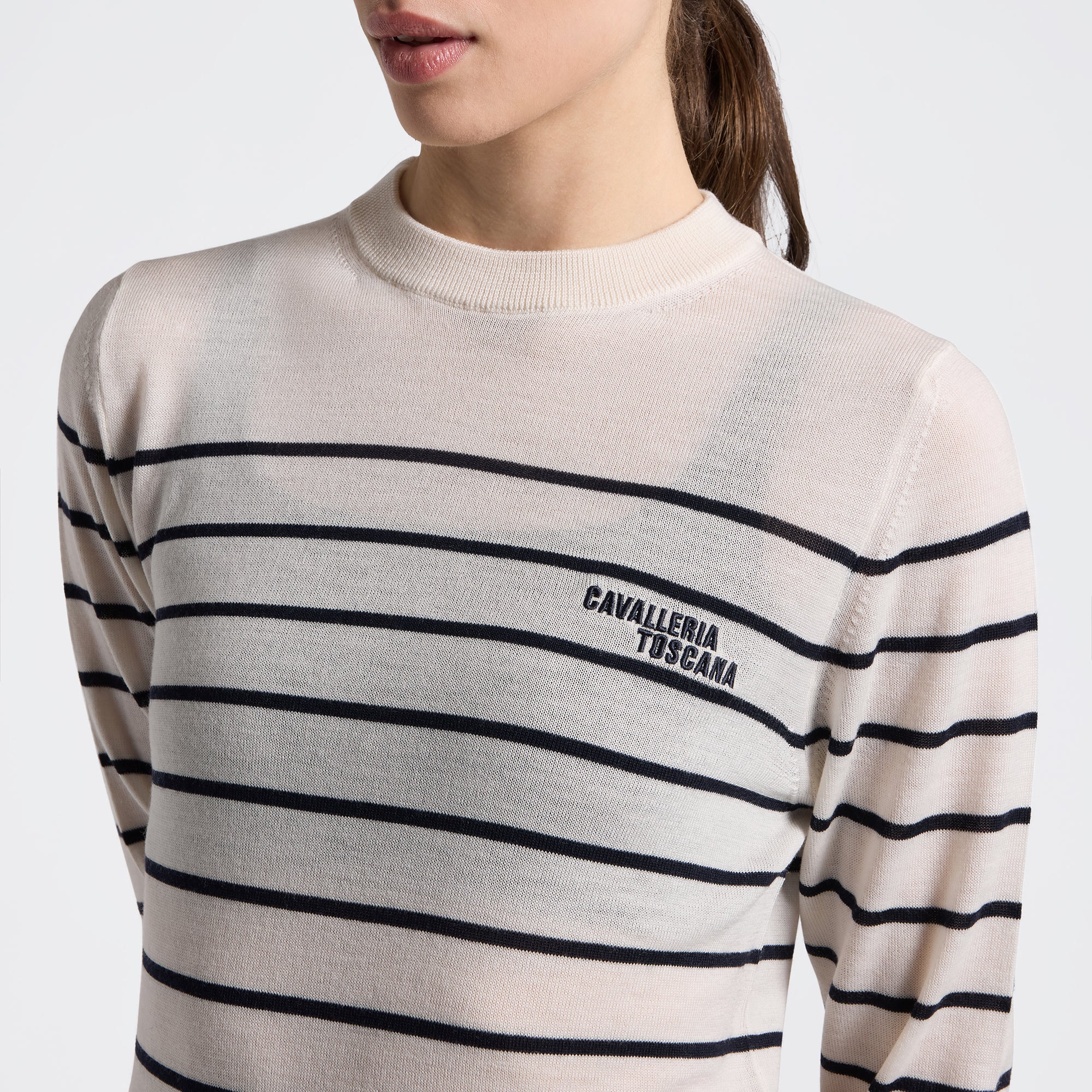 Cavalleria Toscana Stripe Jacquard Merino Crew Neck Jumper