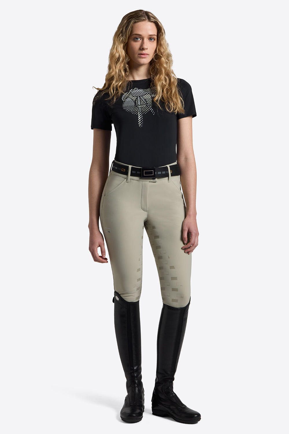 Riders Gene  women’s short sleeve Jersey T Shirt with Saddle Navy Blue