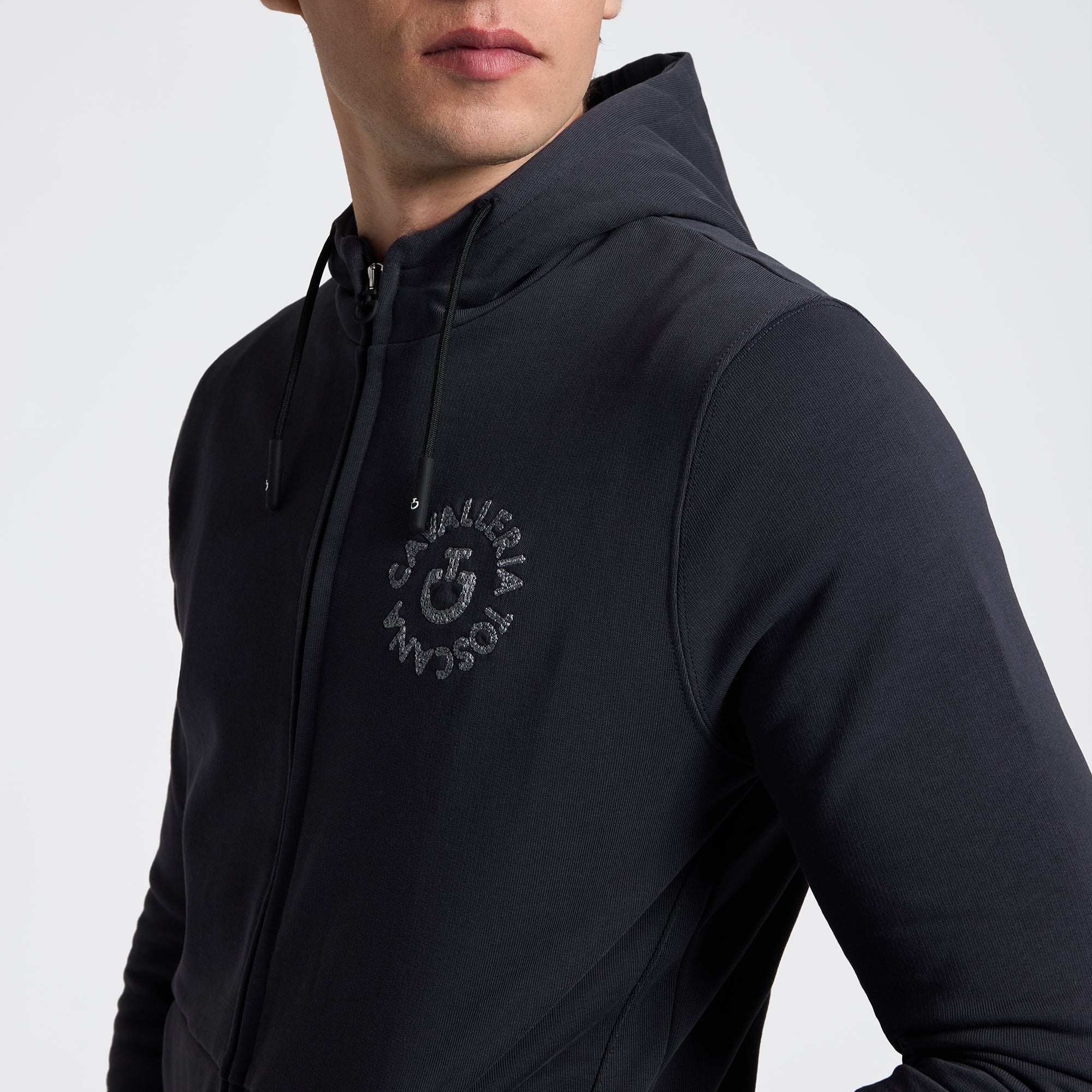 Cavalleria Toscana Cotton Embroidery Logo Zip Hoodie