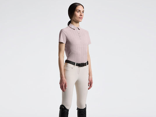 Cavalleria Toscana women’s Jacquard Jersey Insert Short Sleeve Training Polo Pink