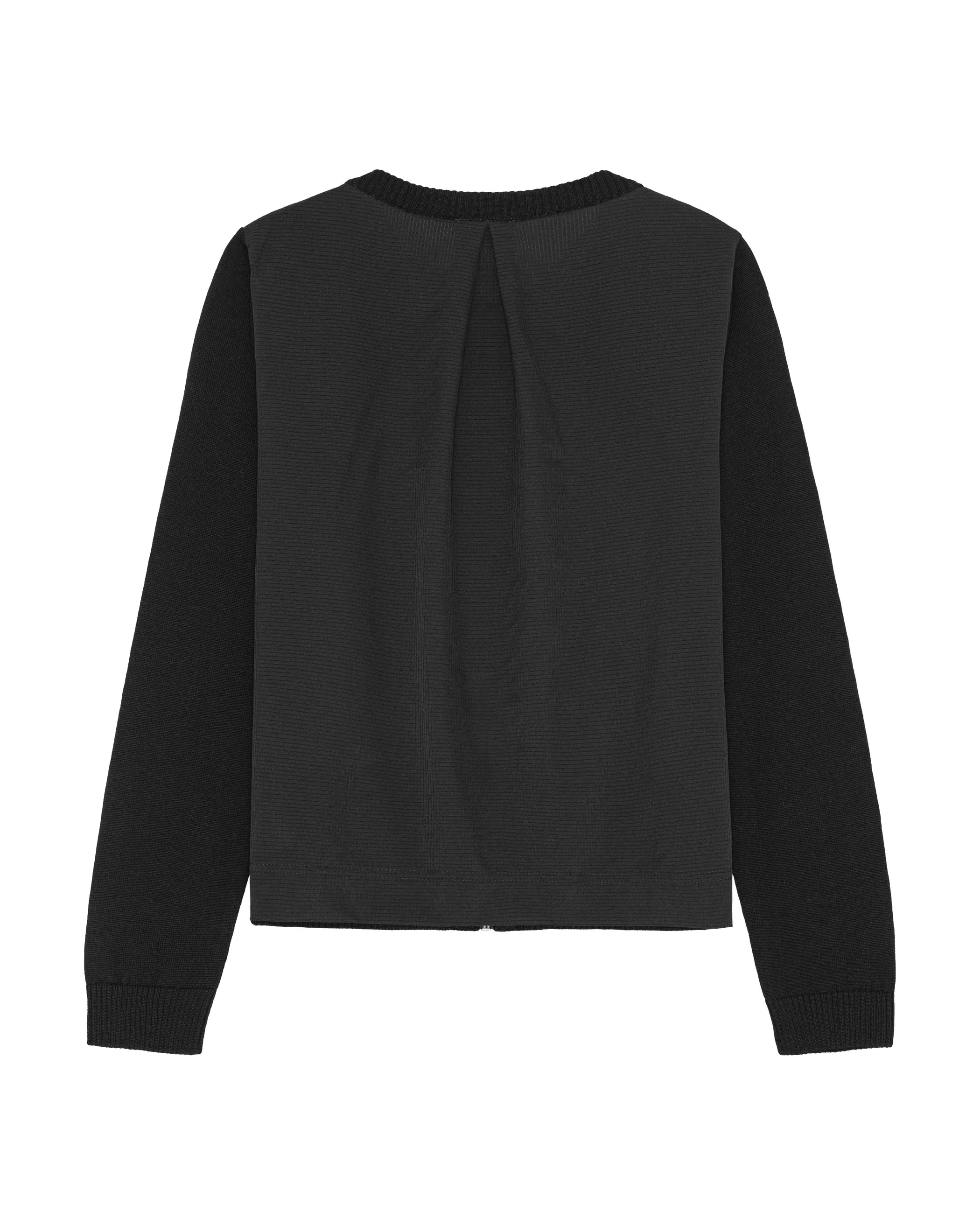 Trolle Tech Wool Full Zip Cardigan - BLACK / BLACK