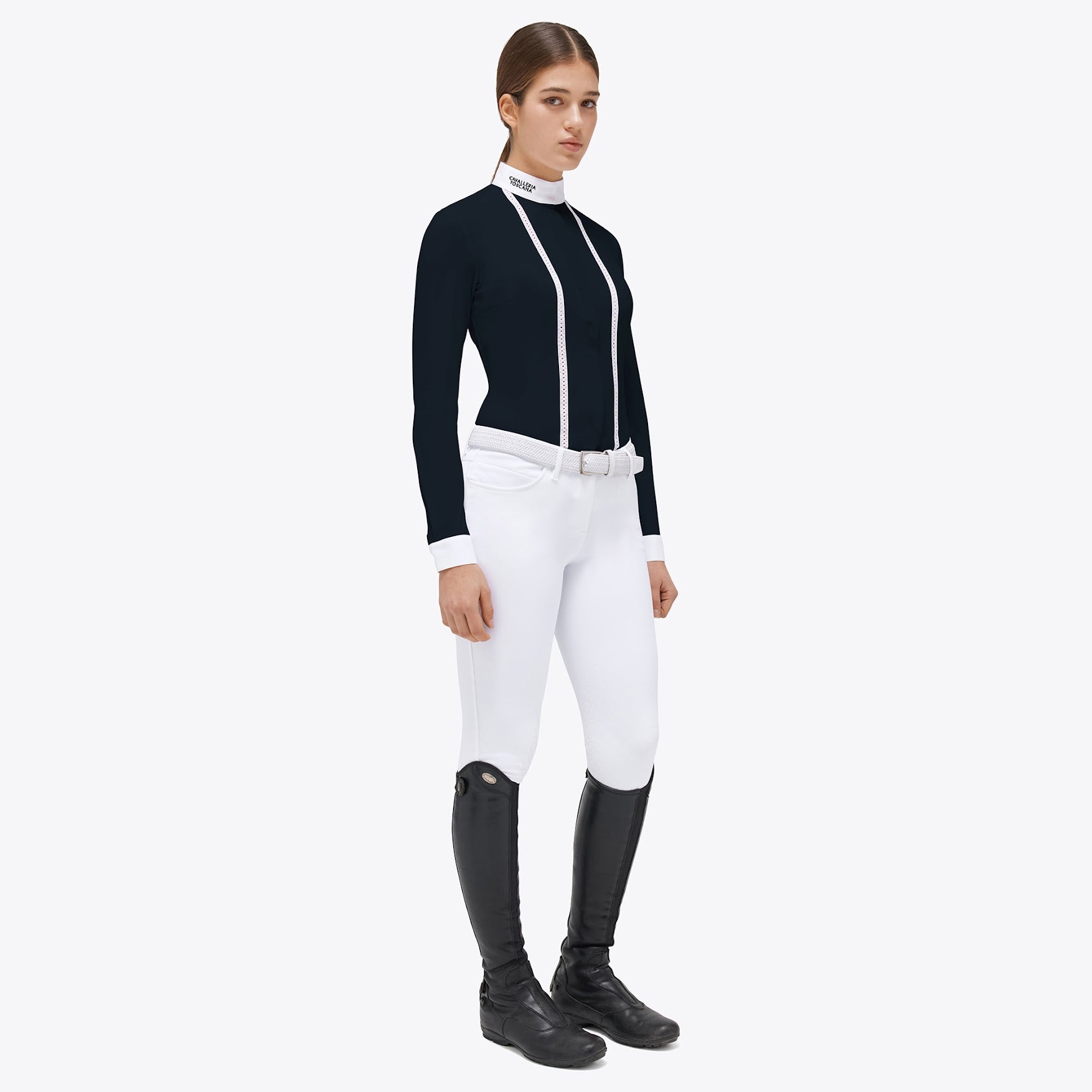 Cavalleria Toscana Sangallo Embroidery Jersey Long Sleeve Competition shirt
