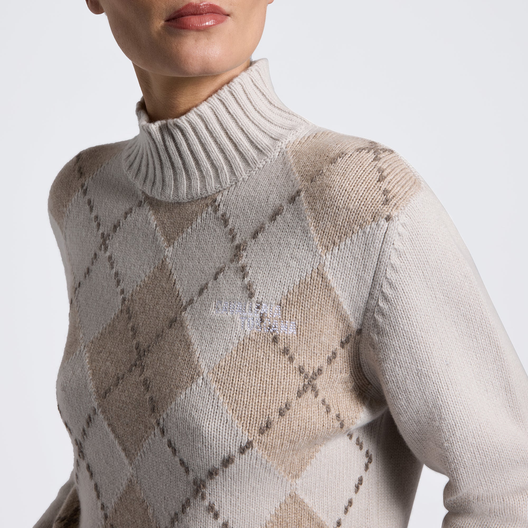 Cavalleria Toscana Diamond Turtle Neck Sweater- Rombi/Rainy Day