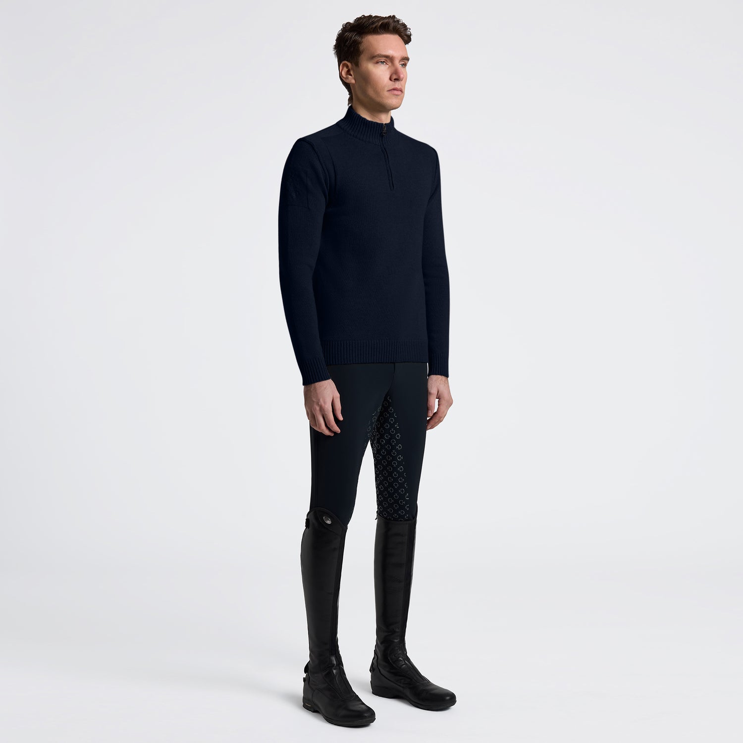 Cavalleria Toscana Mens Pure Wool Half Zip Turtleneck Sweater