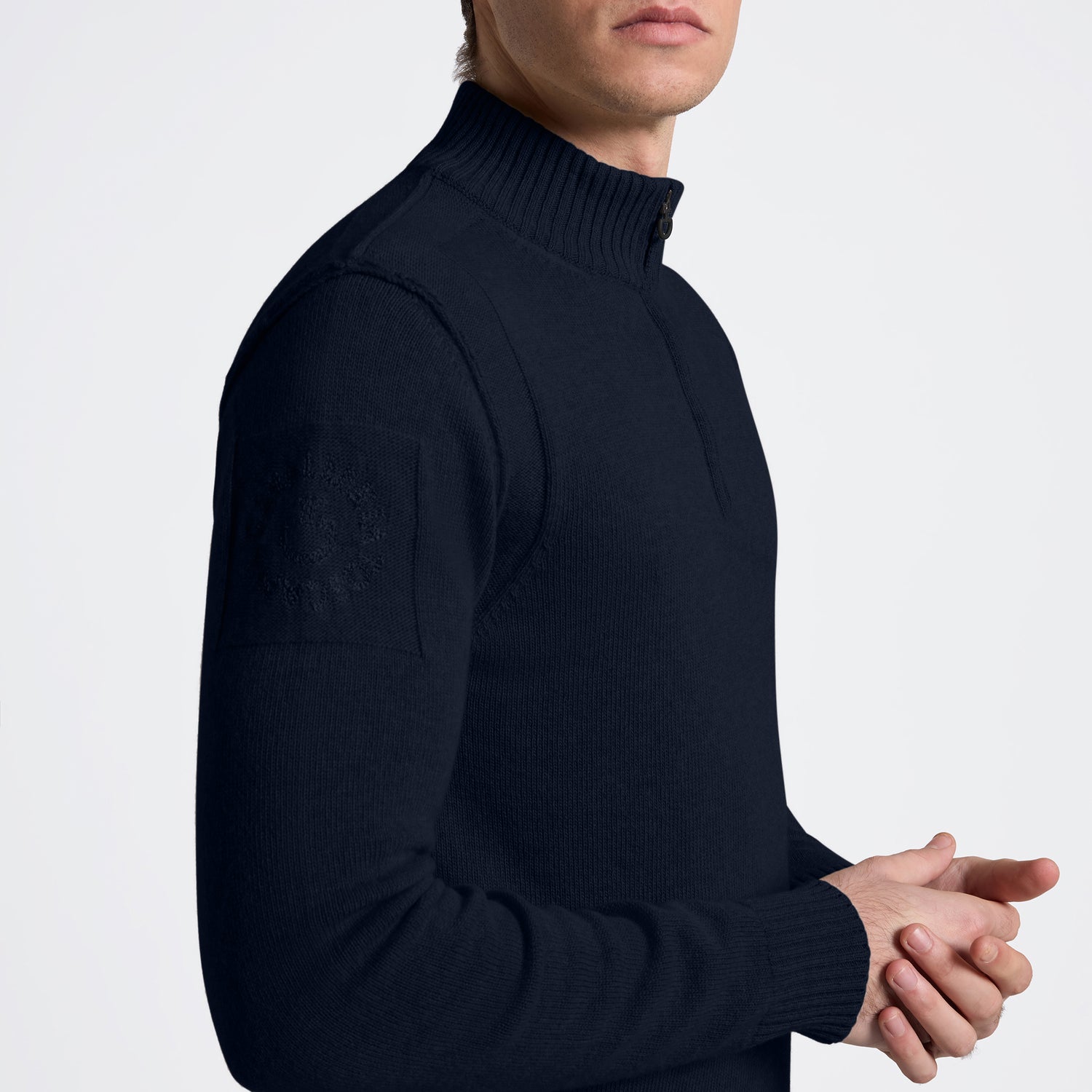 Cavalleria Toscana Mens Pure Wool Half Zip Turtleneck Sweater