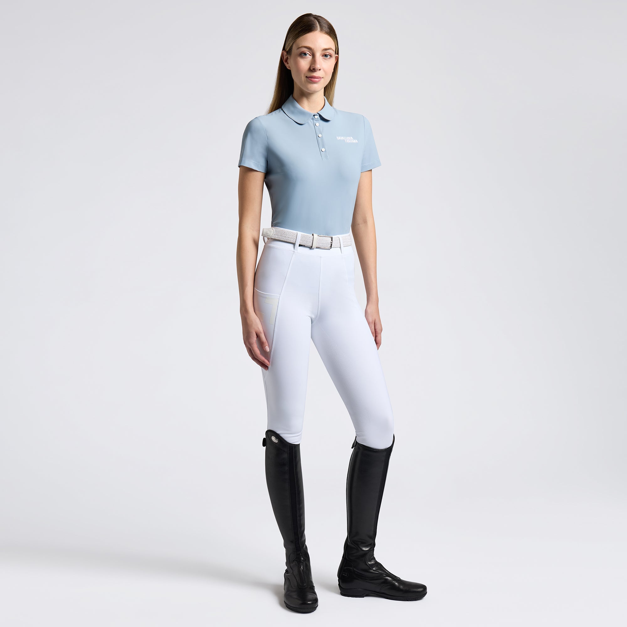 Cavalleria Toscana Jersey Pleated S/S Training Polo W/Tufted Logo