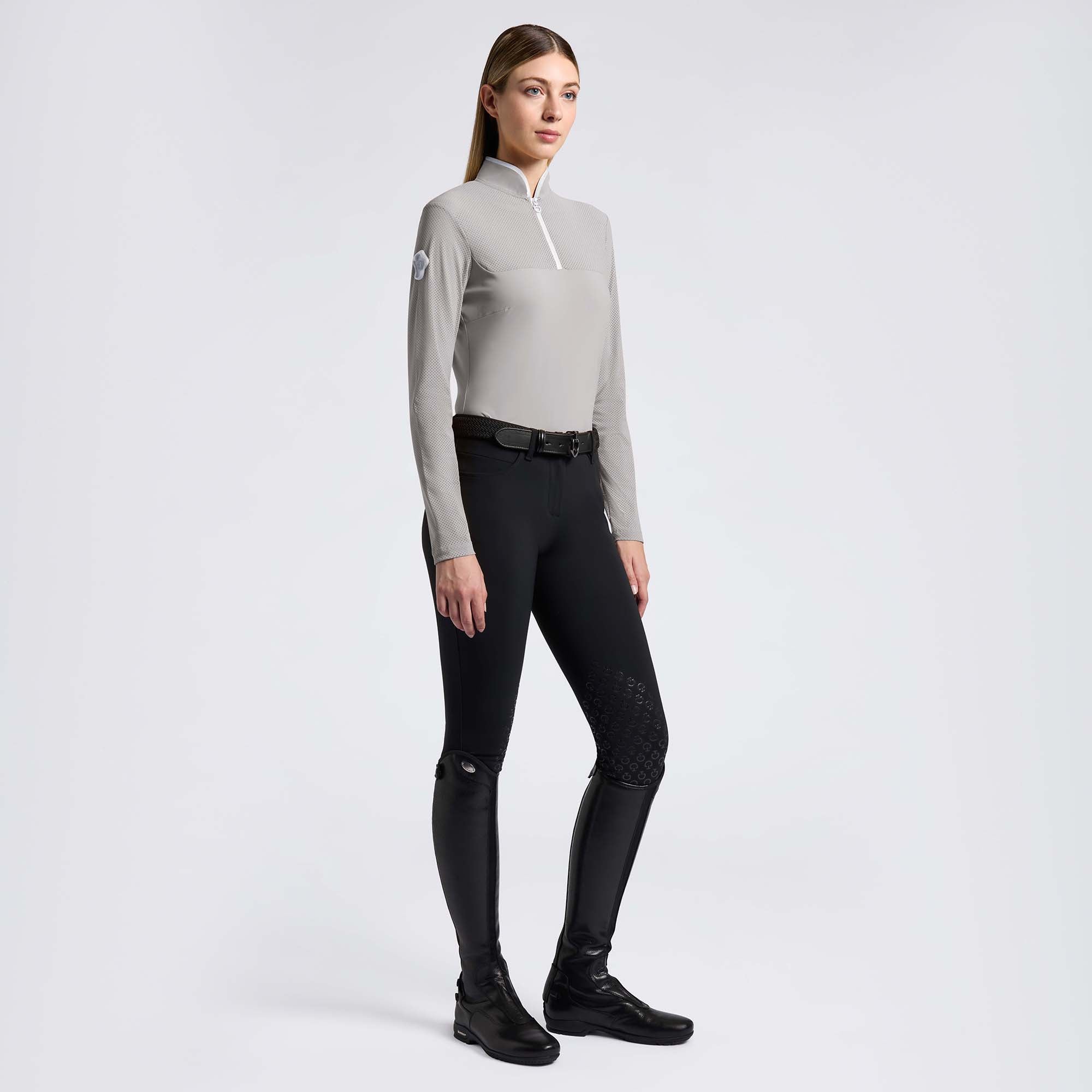 Cavalleria Toscana Perforated Jersey Inserts L/S Training Polo