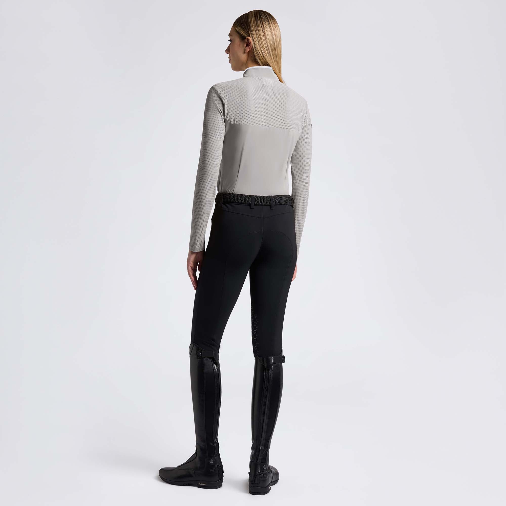 Cavalleria Toscana Perforated Jersey Inserts L/S Training Polo