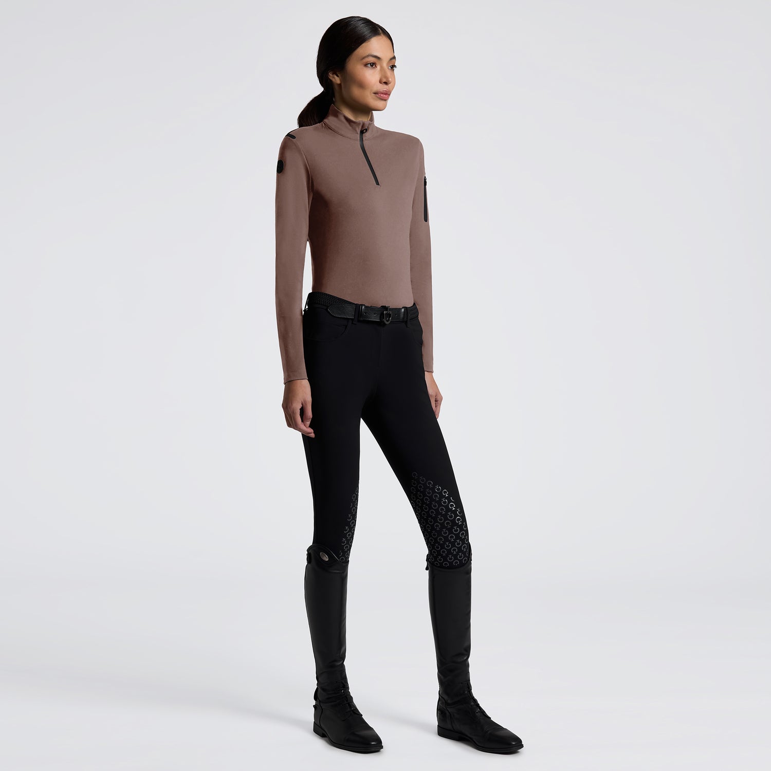 Cavalleria Toscana Jersey Fleece Half Zip L/S Turtleneck