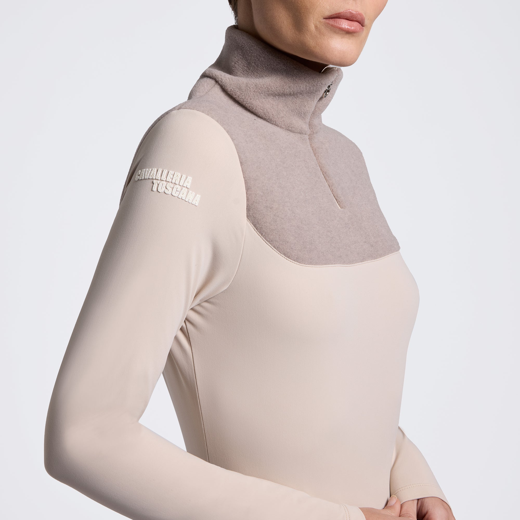 Cavalleria Toscana Fleece Training Top - Cipria and Rainy Day