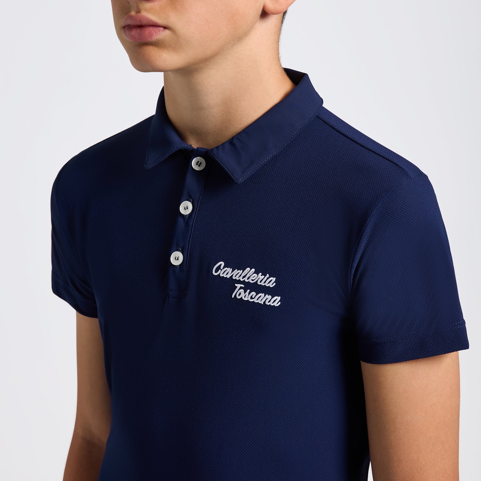 Cavalleria Toscana Kids Jersey S/S Training Polo W/Embroidered Script Logo
